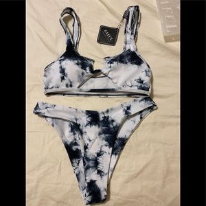 Zaful v notch cut out tie dye bikini